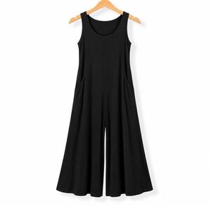 Women with Control Womens 1X Black Como Jersey Wide-Leg Crop Jumpsuit A647206